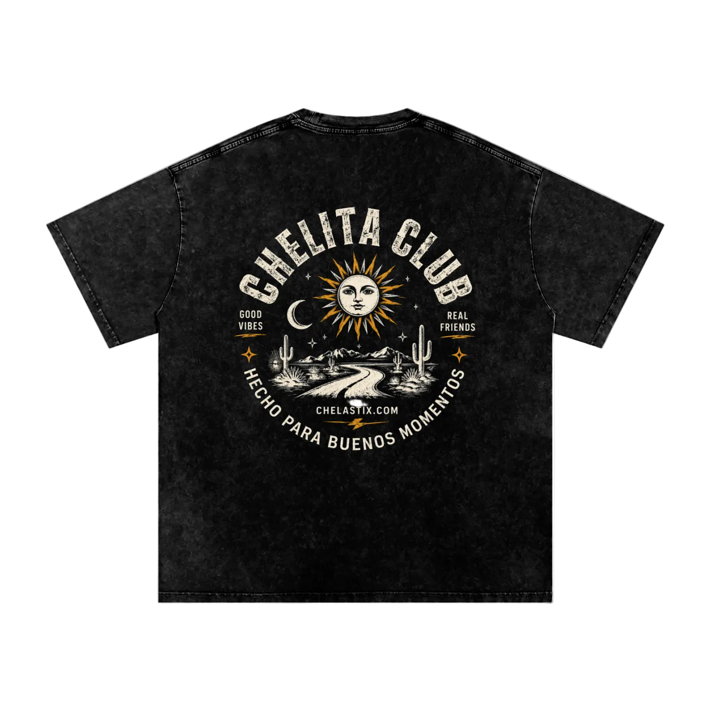 Gray t-shirt with text on the back on a white background