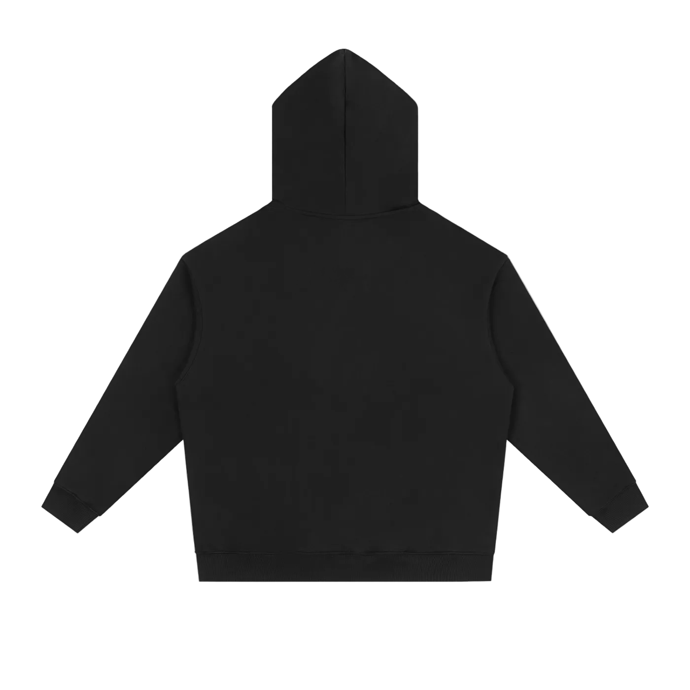 Black hoodie with text on the back on a white background